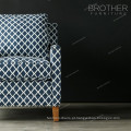 Estofamento francês tecido moderno sofá cadeira sofá de madeira com almofada